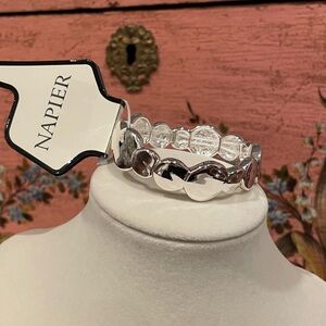 Napier Shiny Silver-Tone Link Stretch Bracelet